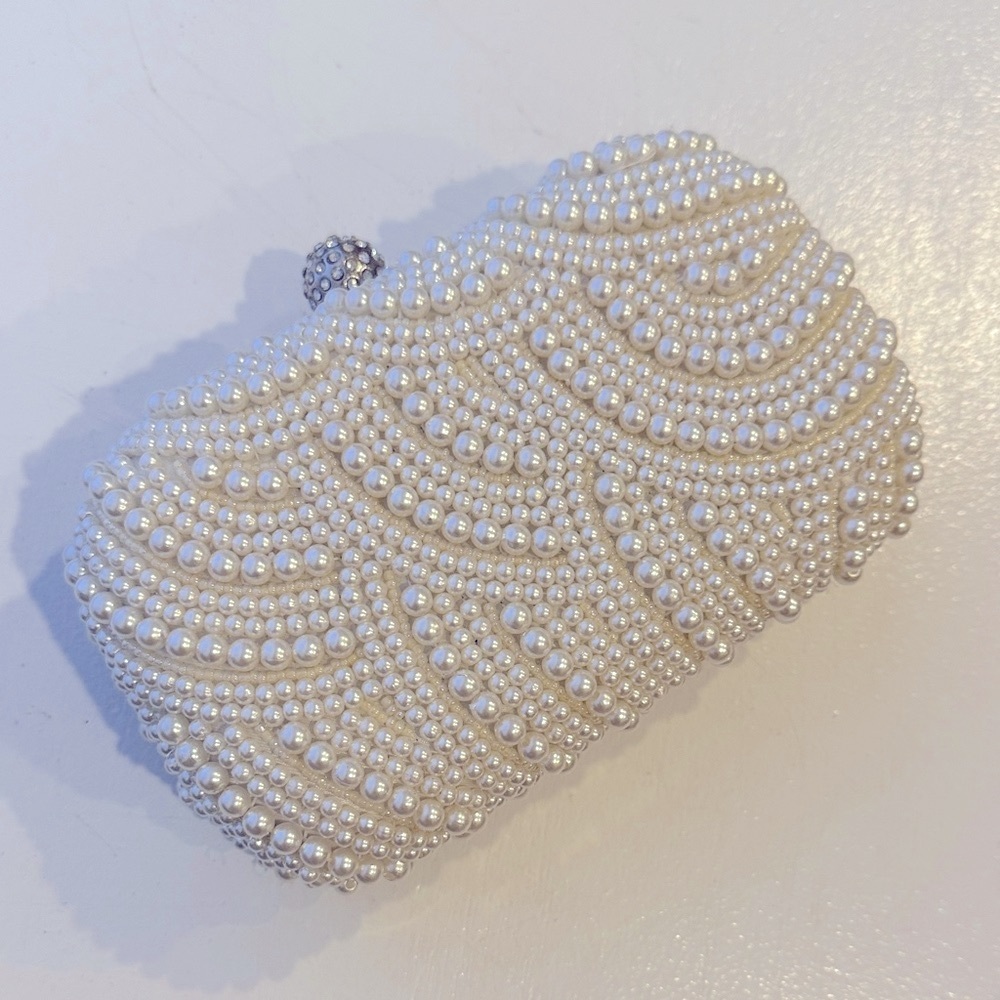 Elegant Pearl-Embellished Clutch